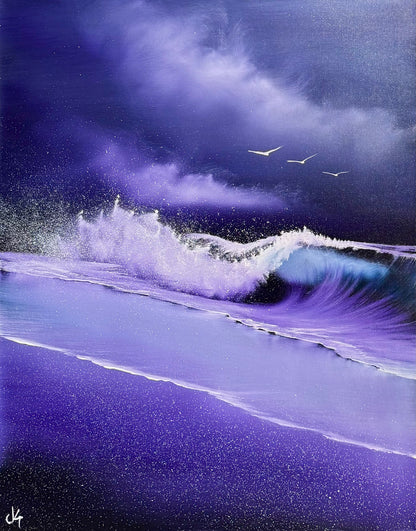 Painting #2068 - 22x28" Canvas - Crashing Wave Seascape painted 9-21-25
