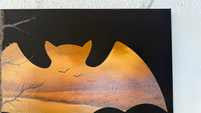 Painting #2048 - 16x20" Canvas - BAT Halloween Landscape painted 9-11-25