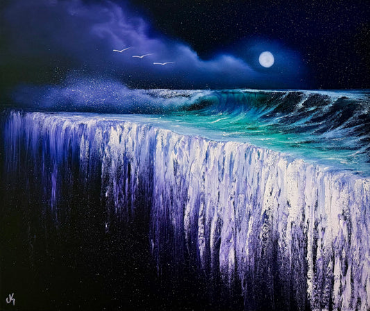 Painting #1861 - 20x24" Canvas - Flat Earth Seascape painted 5-23-25