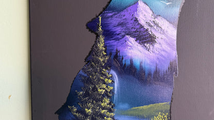 Painting #2012 - 16x20" Canvas - Wolf Stencil Landscape painted 8-22-25