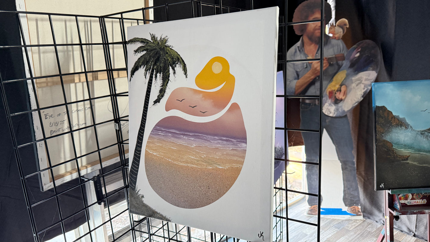 Painting #2034 - 16x20" Canvas - Conch Shell Seascape painted 9-4-25