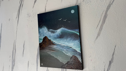 Painting #1988 - 16x20" Canvas - Crashing Wave Seascape painted 8-10-25