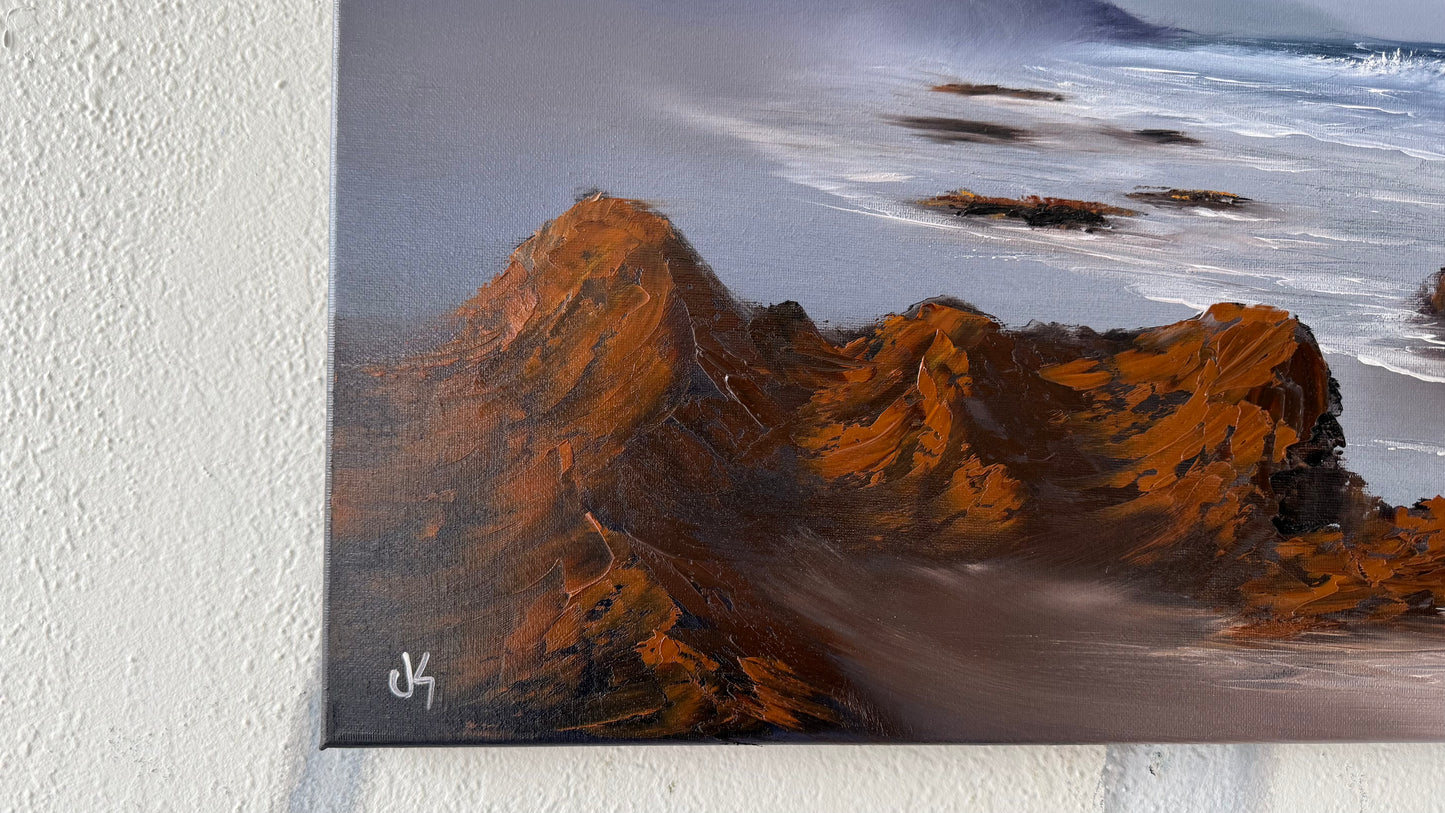 Painting #2002 - 16x20" Canvas - Oregon Coast Seascape painted 8-17-25