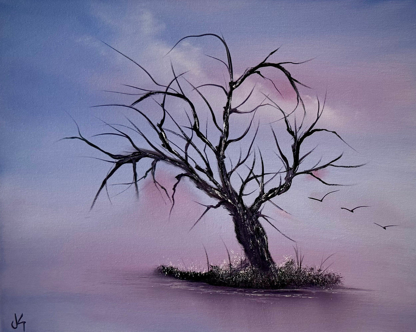Painting #2179 - 16x20" Canvas - Solitary Tree Landscape painted 12-10-25