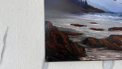 Painting #1993 - 16x20" Canvas - Rocky Oregon Coast Seascape painted 8-14-25