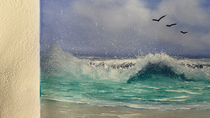 Painting #2027 - 16x20" Canvas - Tropical Seascape painted 8-30-25