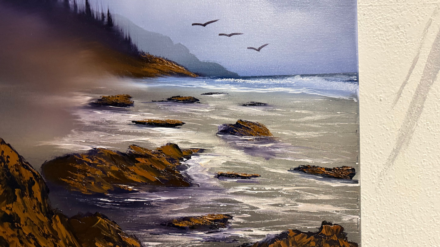 Painting #1998 - 16x20" Canvas - Oregon Coast Seascape painted 8-15-25