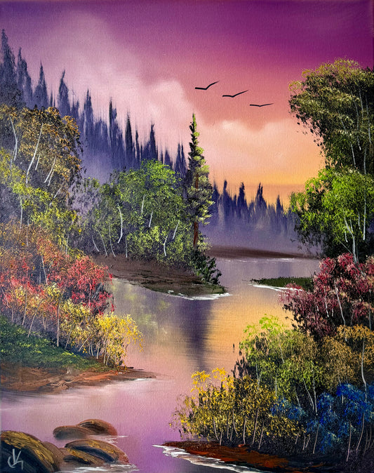 Painting #1840 - 16x20" Canvas - Sunset Landscape painted 5-9-25