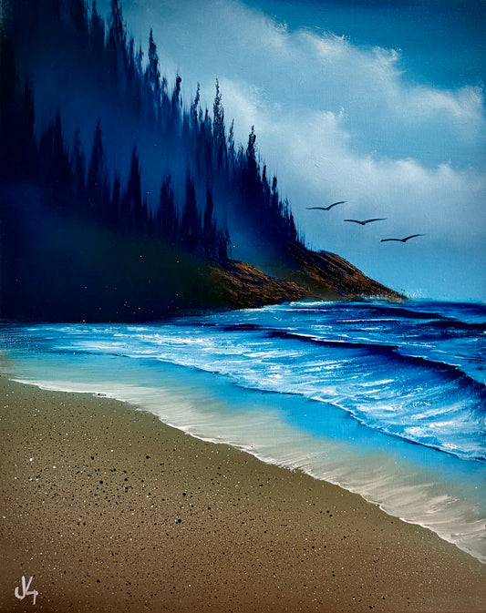Painting #1793 - 16x20" Canvas - Oregon Coast Seascape painted 4-12-25