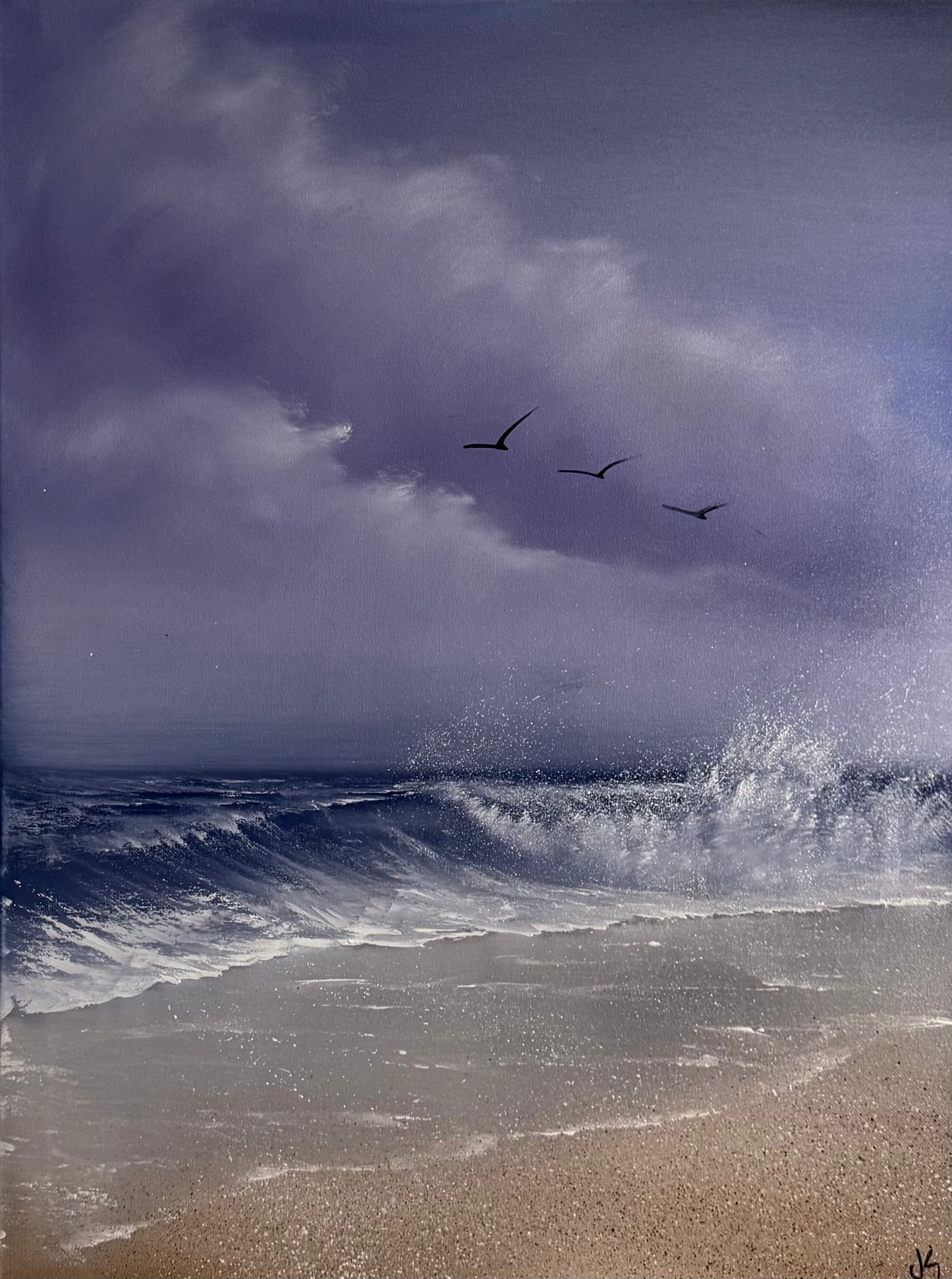 Painting #2169 - 18x24" Canvas - Crashing Wave Seascape painted 12-4-25