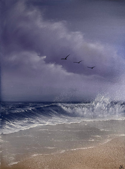 Painting #2169 - 18x24" Canvas - Crashing Wave Seascape painted 12-4-25