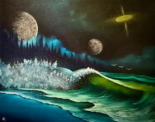 Painting #1582 - 24x30" Pro Series Canvas - Space Seascape