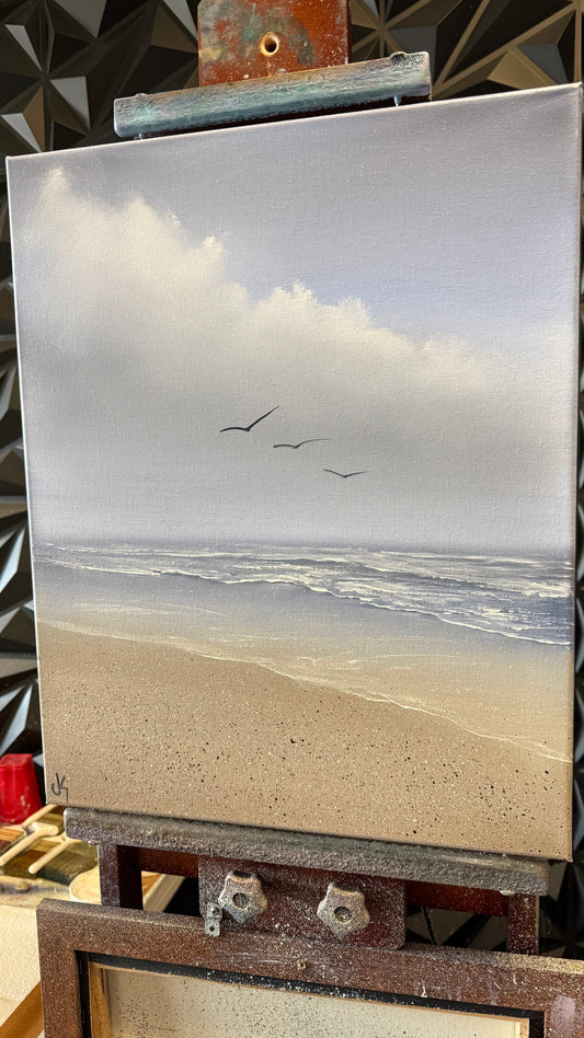 Painting #2136 - 16x20" Canvas -Class Seascape painted 11-7-25