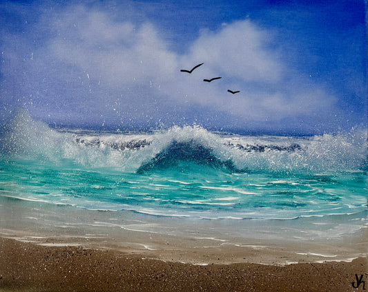 Painting #2027 - 16x20" Canvas - Tropical Seascape painted 8-30-25