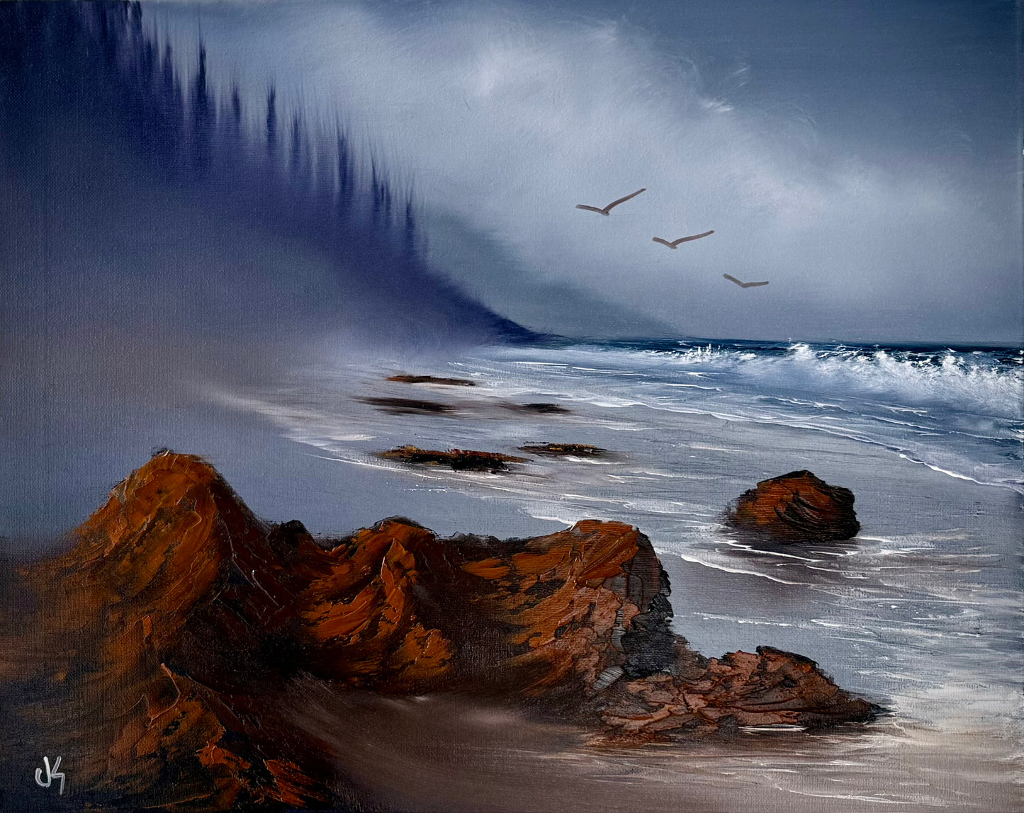 Painting #2002 - 16x20" Canvas - Oregon Coast Seascape painted 8-17-25