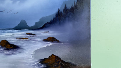 Painting #2008 - 24x30" Canvas - Oregon Coast Rocky Seascape painted 8-21-25