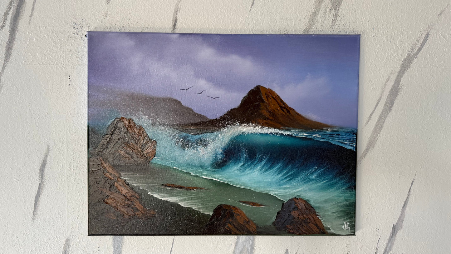 Painting #1985 - 18x24" Canvas - PNW Seascape painted 8-9-25