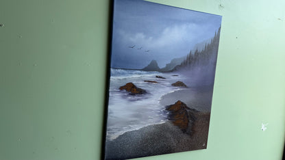 Painting #2008 - 24x30" Canvas - Oregon Coast Rocky Seascape painted 8-21-25