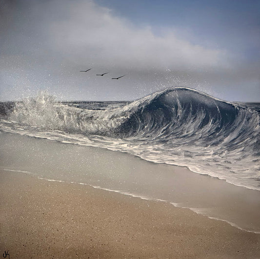 Painting #2339 - 24x24" Pro Series Canvas - Crashing Waves Seascape painted 3-16-26