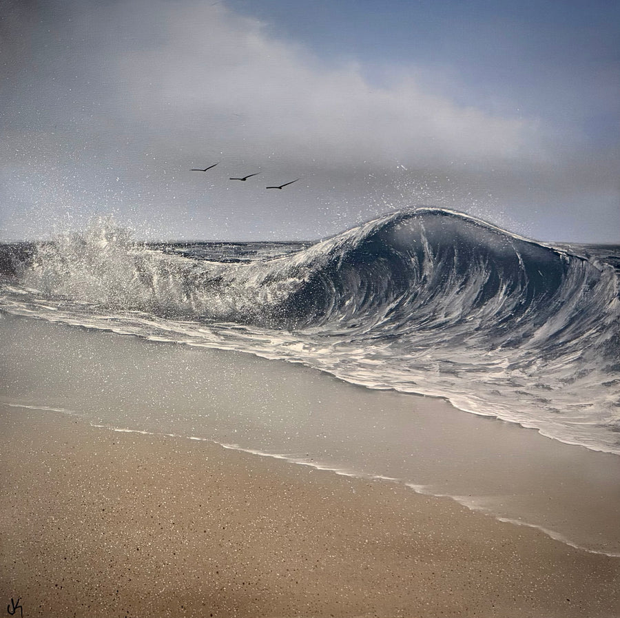 Painting #2339 - 24x24" Pro Series Canvas - Crashing Waves Seascape painted 3-16-26