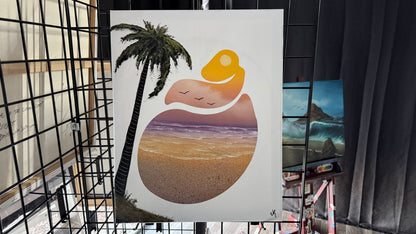 Painting #2034 - 16x20" Canvas - Conch Shell Seascape painted 9-4-25