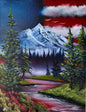 Painting #1920 - 18x24" Canvas - River Flag-scape painted 7-3-25