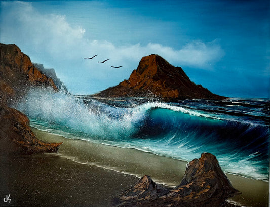 Painting #1969 - 22x28" Canvas - Oregon Coast Seascape painted 7-30-25