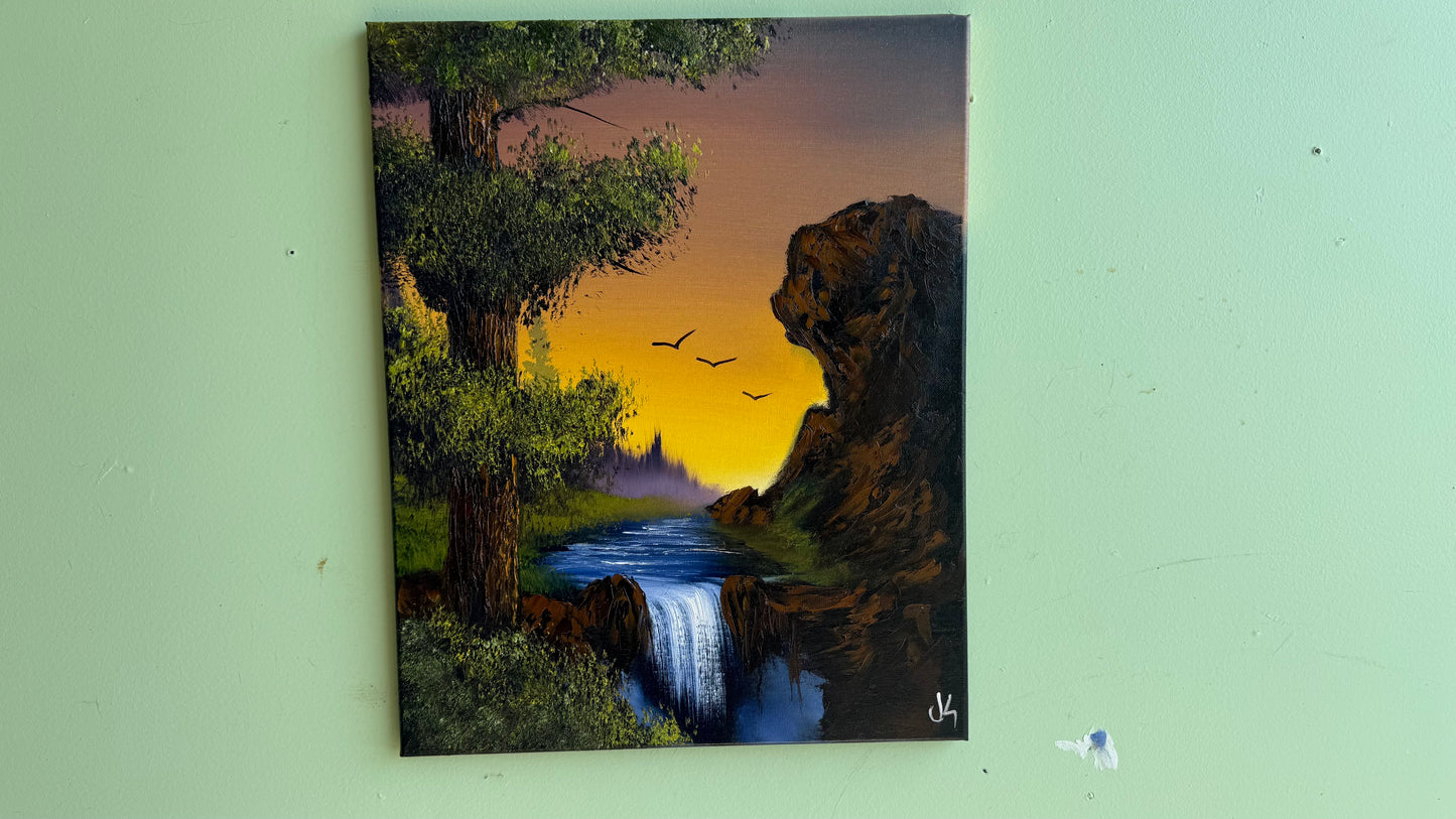 Painting #2016 - 16x20" Canvas - waterfall Landscape painted 8-24-25