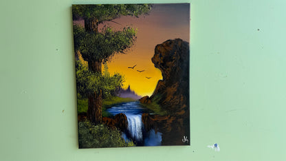 Painting #2016 - 16x20" Canvas - waterfall Landscape painted 8-24-25