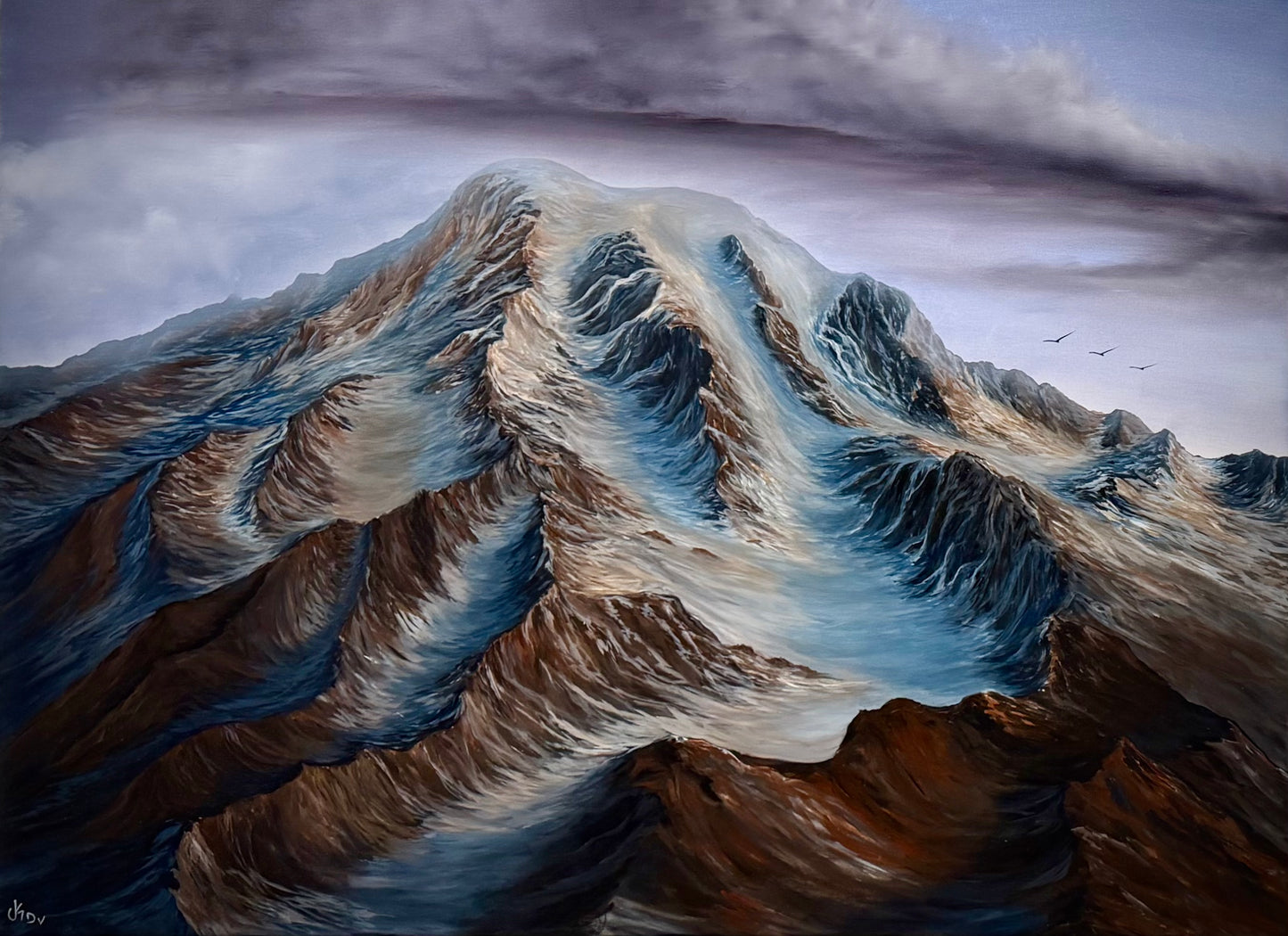 Painting #2619 - 36x48" Canvas - Mt Rainier Landscape painted by Josh and Dani 9-26-26