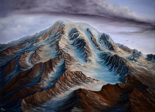Painting #2619 - 36x48" Canvas - Mt Rainier Landscape painted by Josh and Dani 9-26-26
