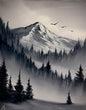 Painting #2149 - 16x20" Canvas - Black and White Mt Hood Landscape painted 11-16-25