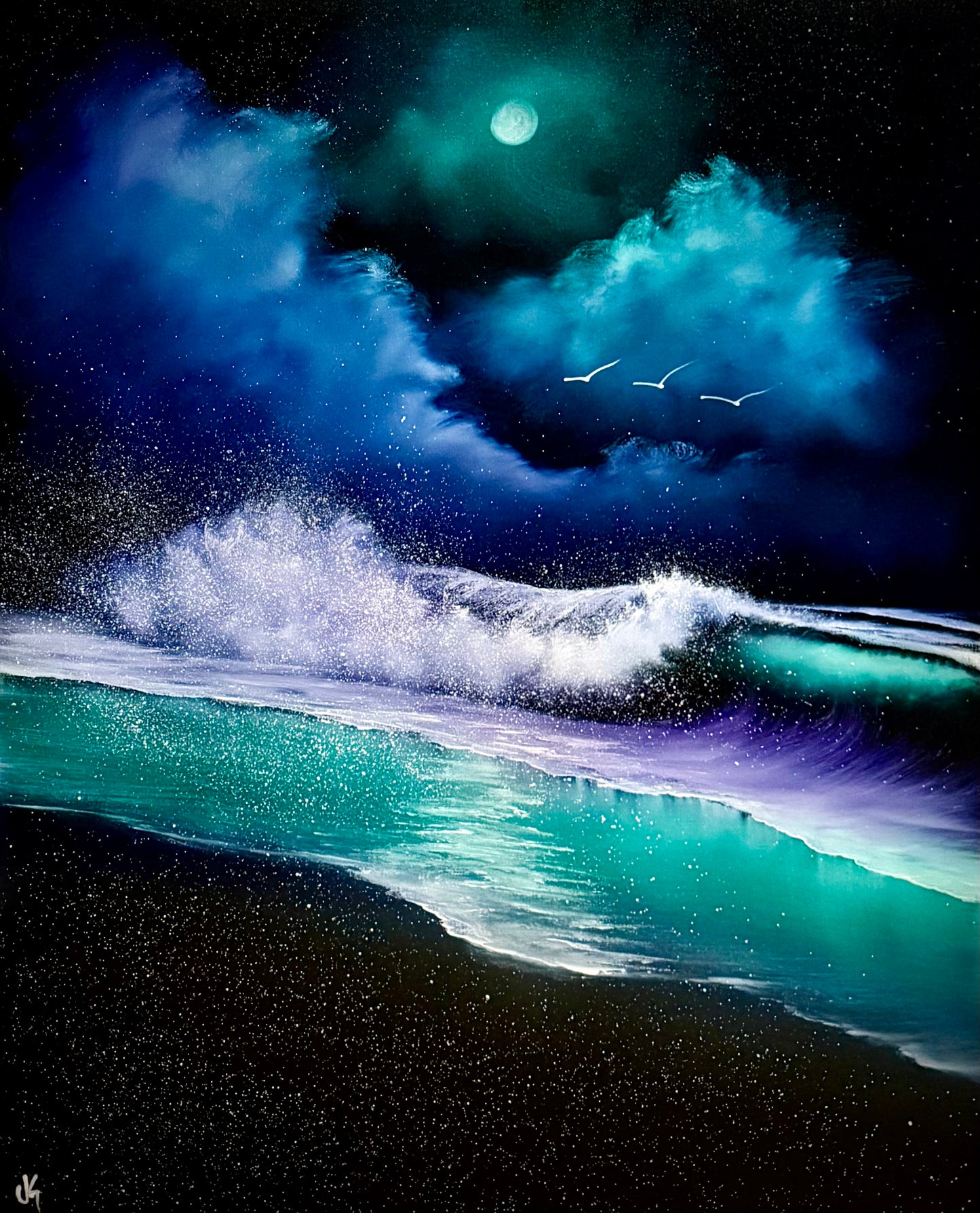 Painting #2190 - 24x30" Canvas - Crashing Wave Seascape painted 12-15-25