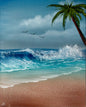 Painting #1929 - 16x20" Canvas - Tropical Seascape painted 7-7-25