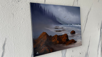 Painting #2002 - 16x20" Canvas - Oregon Coast Seascape painted 8-17-25