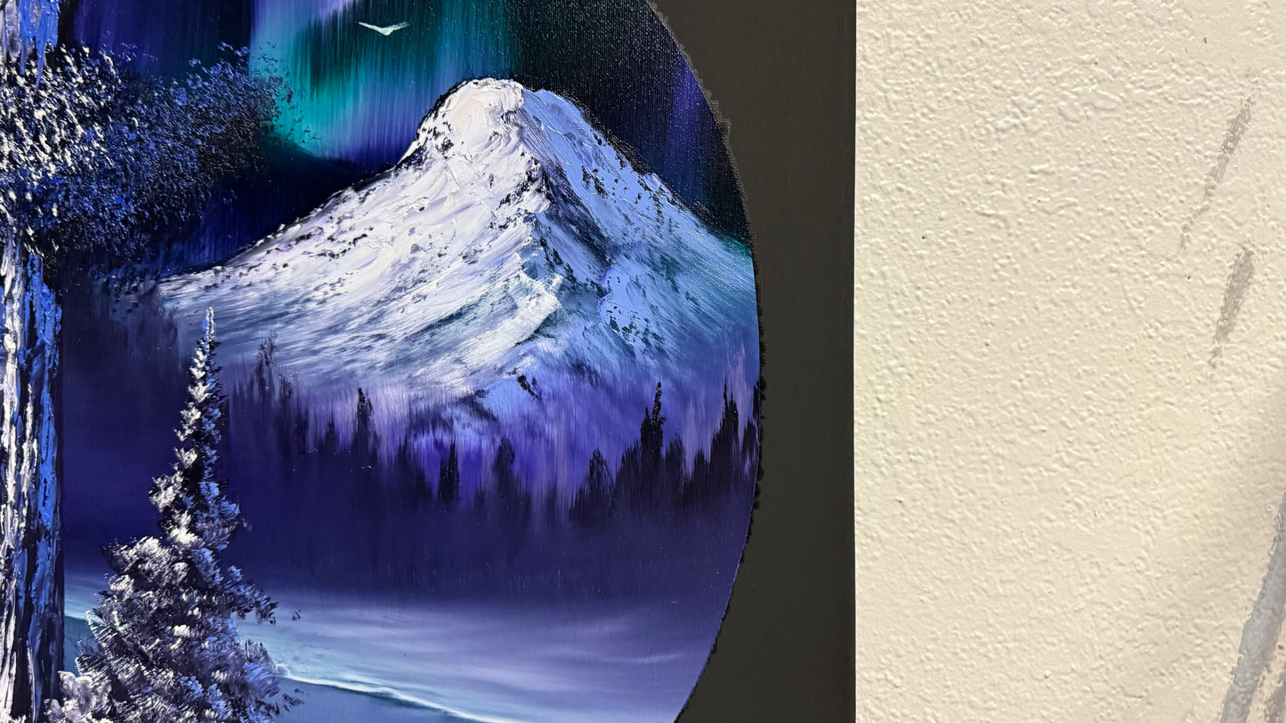 Painting #2033 - 16x20" Canvas - Northern Lights Seascape painted 9-1-25