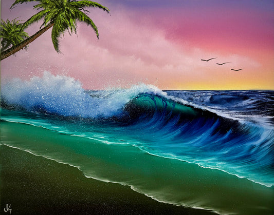 Painting #1860 - 22x28" Canvas - Tropical Seascape painted 5-23-25