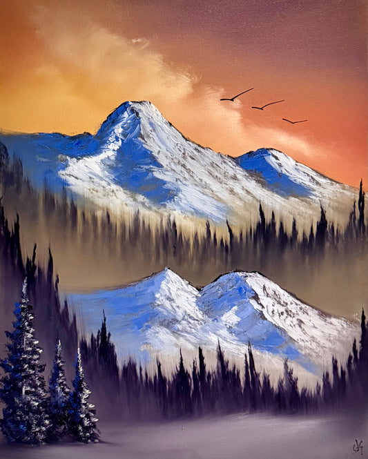 Painting #2220 - 16x20" Canvas - Mountain Landscape painted 1-3-26