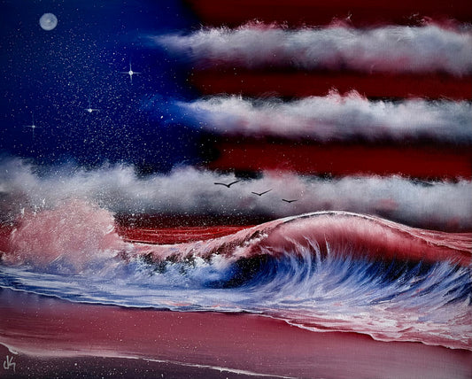 Painting #2500 - 16x20" Canvas - Crashing Wave Seascape painted 7-3-26