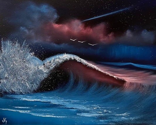 Painting #1503 - 16x20" Canvas - Crashing Wave Seascape