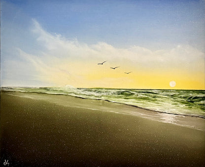 Painting #2326 - 20x24" Canvas - Crashing Waves Seascape painted 3-8-26