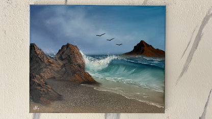 Painting #1970- 16x20" Canvas - Tropical Seascape painted 7-31-25