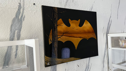 Painting #2048 - 16x20" Canvas - BAT Halloween Landscape painted 9-11-25