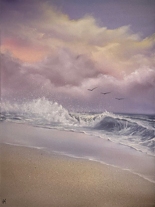 Painting #2262 - 18x24" Canvas - Crashing Wave Seascape painted 1-30-26