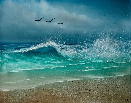 Painting #1909 - 16x20" Canvas - Tropical Seascape painted 6-25-25