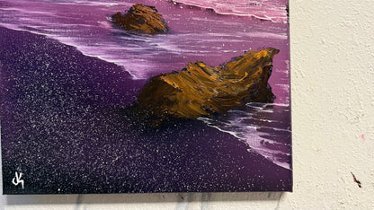 Painting #2001 - 16x20" Canvas - Full Moon Seascape painted 8-16-25