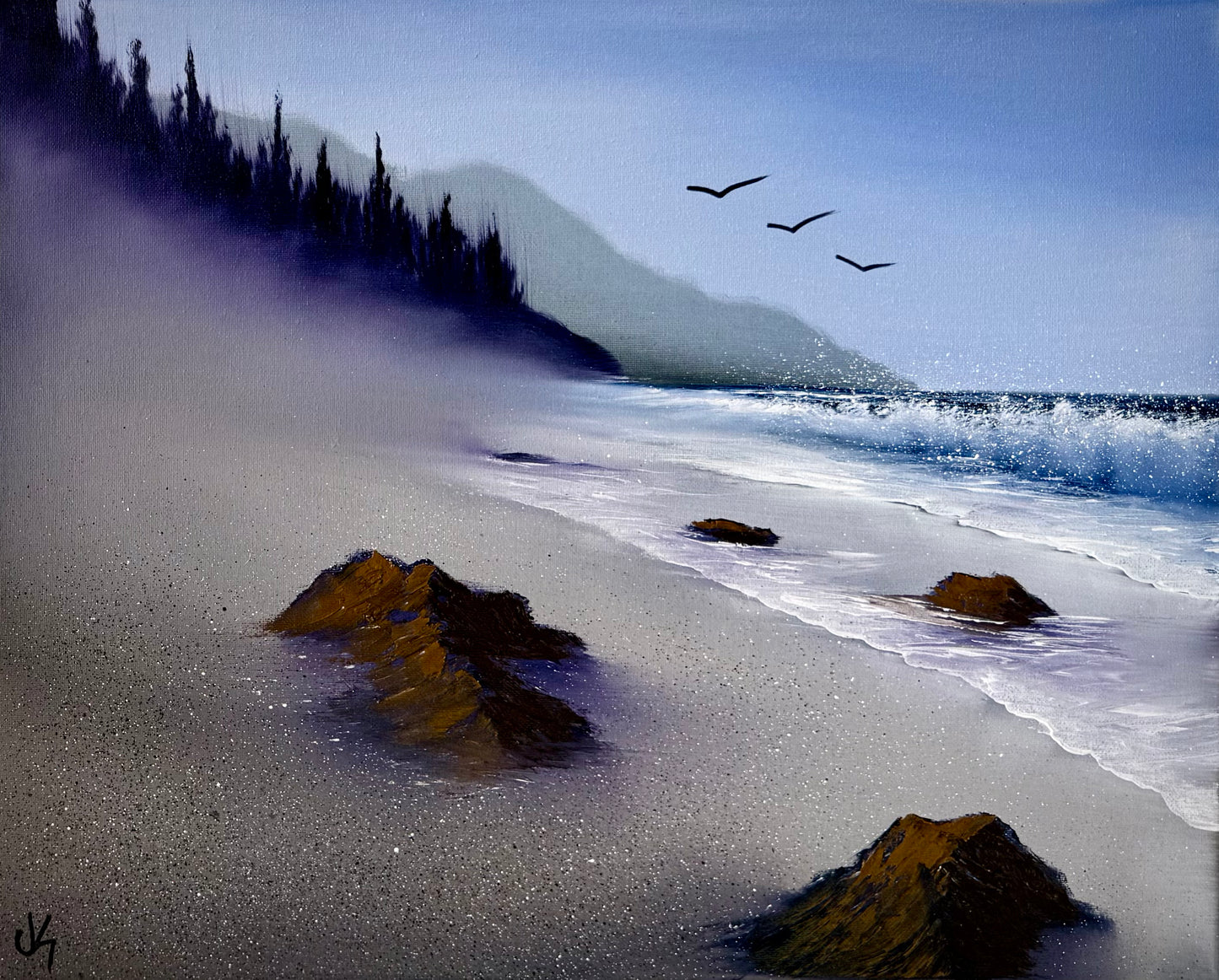 Painting #2046 - 16x20" Canvas - Oregon Coast Seascape painted 9-10-25