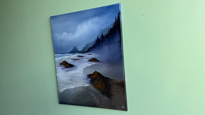 Painting #2008 - 24x30" Canvas - Oregon Coast Rocky Seascape painted 8-21-25