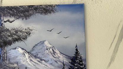 Painting #1997 - 16x20" Canvas - Winter Forest Waterfall Landscape painted 8-15-25