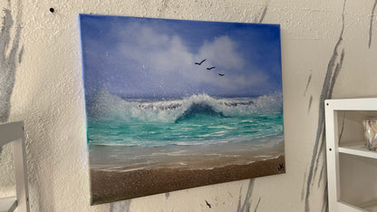 Painting #2027 - 16x20" Canvas - Tropical Seascape painted 8-30-25